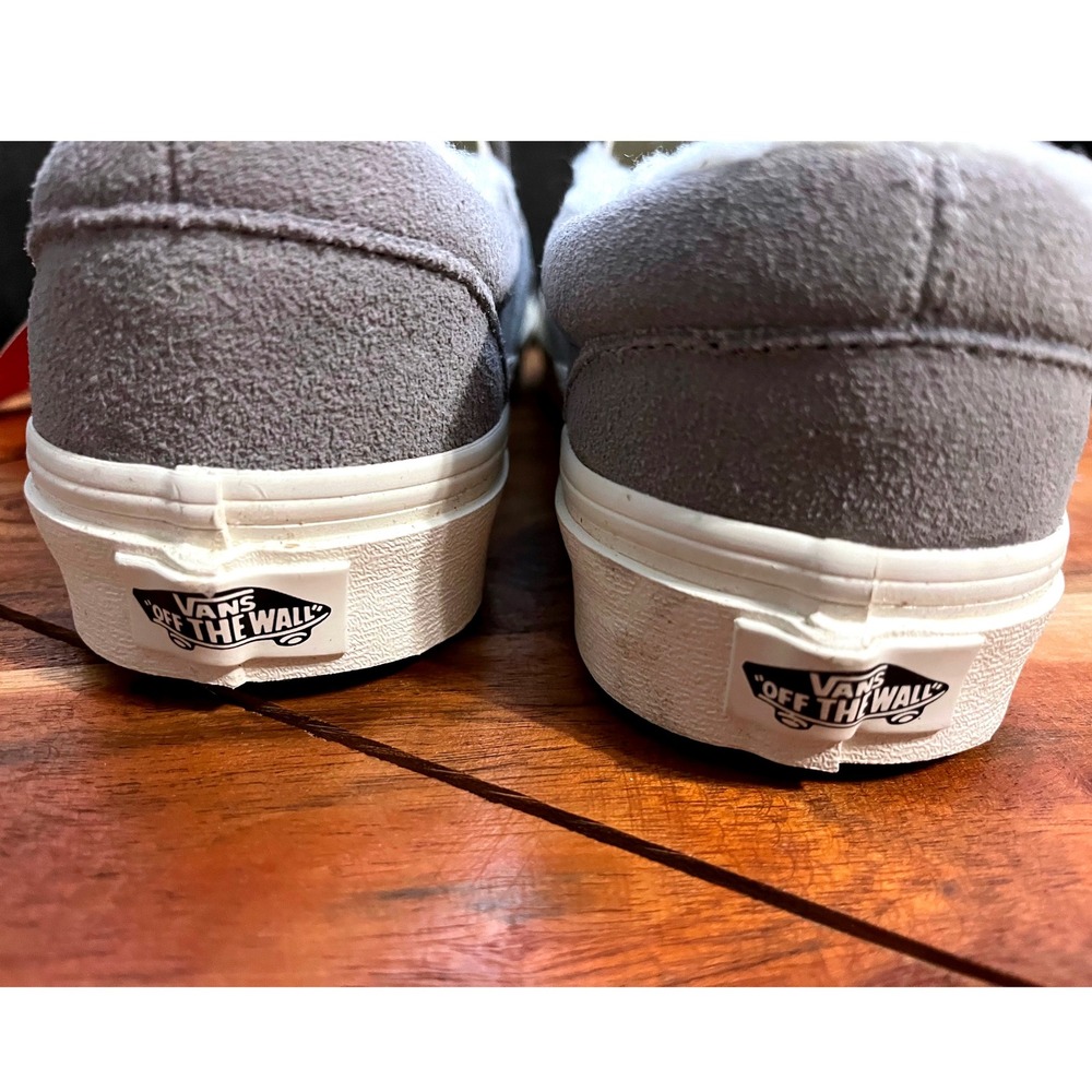 Vans Off The Wall Slip On Gray Suede Sherpa Lined Skate Shoes Womens  7.5 NWB - Picture 8 of 12